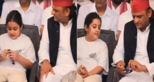 दुख की घड़ी में दिल छू लेने वाला पल,बैकुंठधाम में प्रतीक की छोटी बेटी को चॉकलेट खिलाते हुए नजर आए अखिलेश यादव